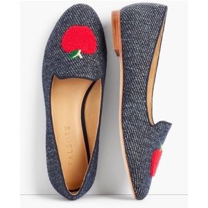 rare talbots ryan embroidered apple loafers in denim 7 fruit flat teacher shoe